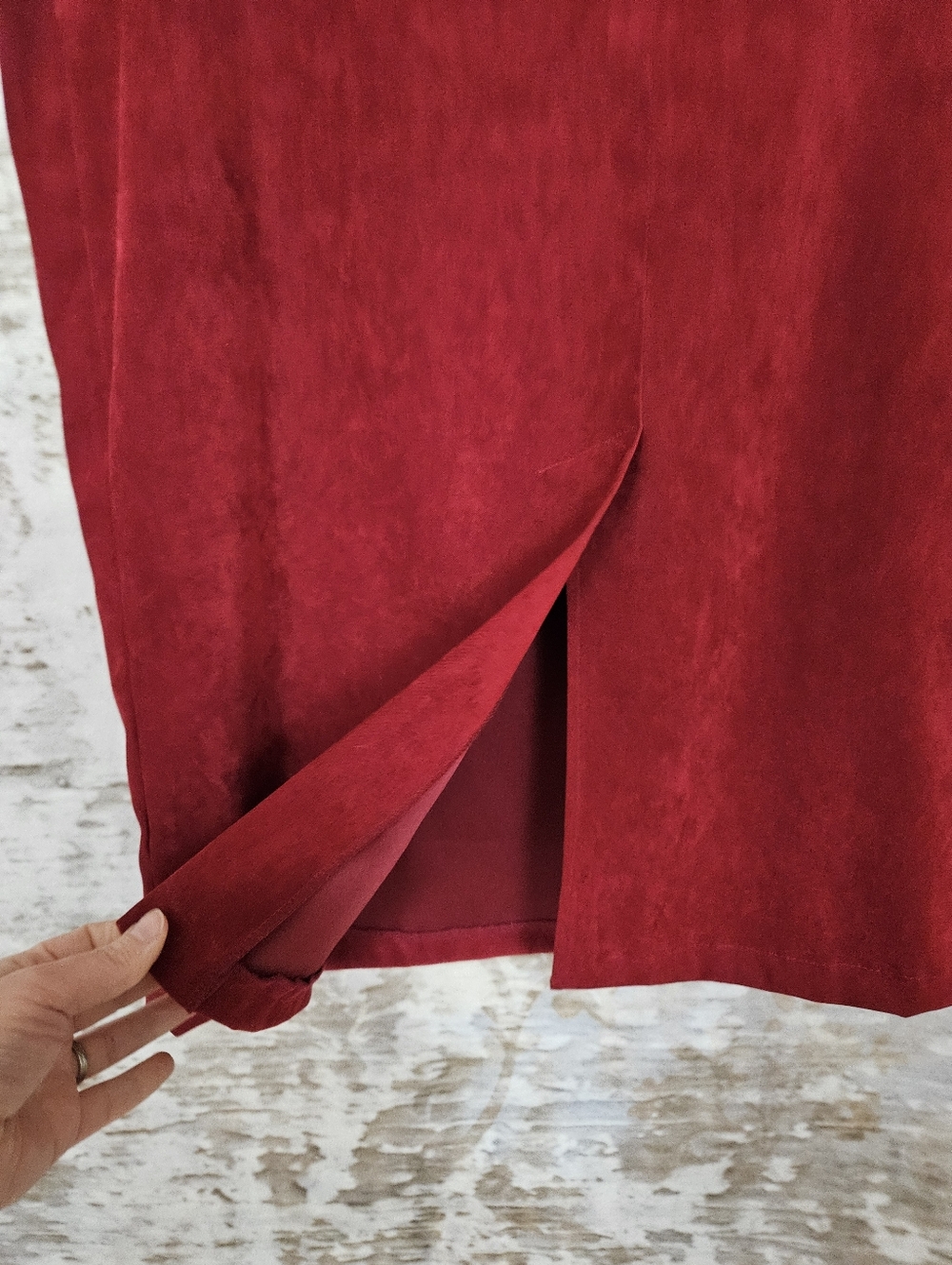 Vintage 1990s Burgundy Red Midi Pencil Skirt M 90s Briggs Whimsigoth - Picture 12 of 14